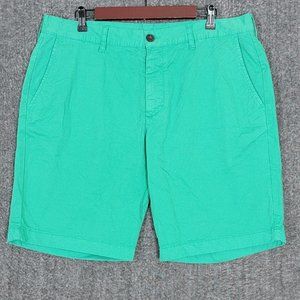 Boden Shorts Mens 38 x 9 Green Cotton Blend Casual Flat Front Chino